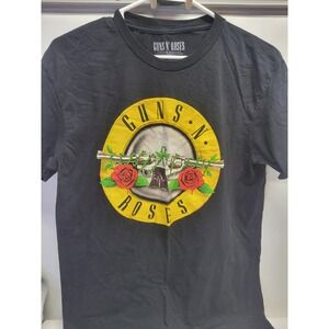 Guns N Roses Skull Roses Graphic T‎ Shirt Black Size M